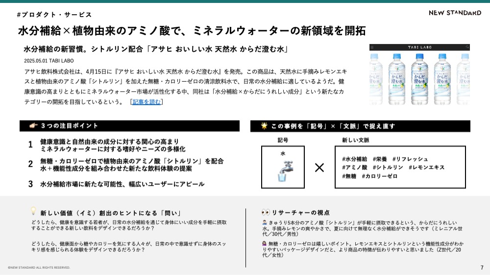 水分補給×植物由来のアミノ酸で、ミネラルウォーターの新領域を開拓